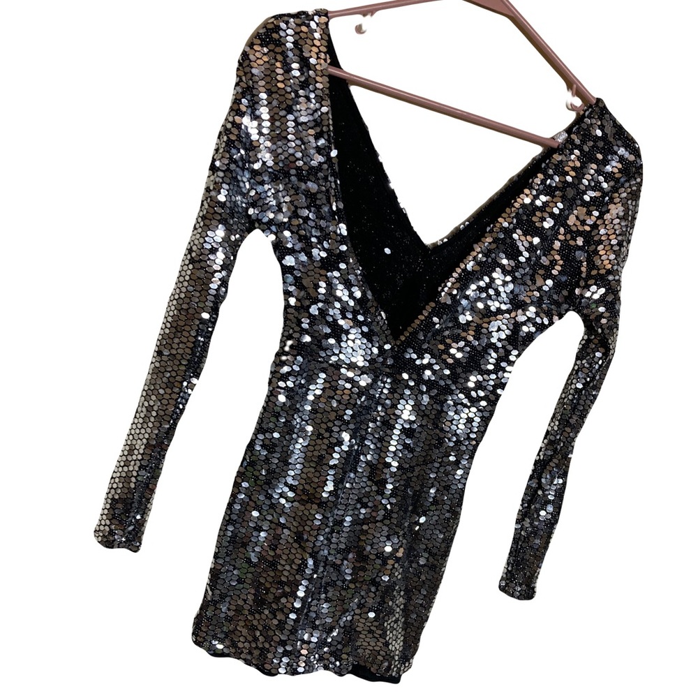 Silver Sequin Romper Small - image 3